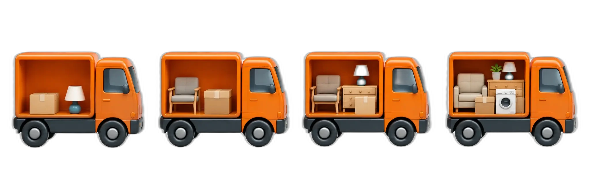 Truck load level examples from minimum to full load
